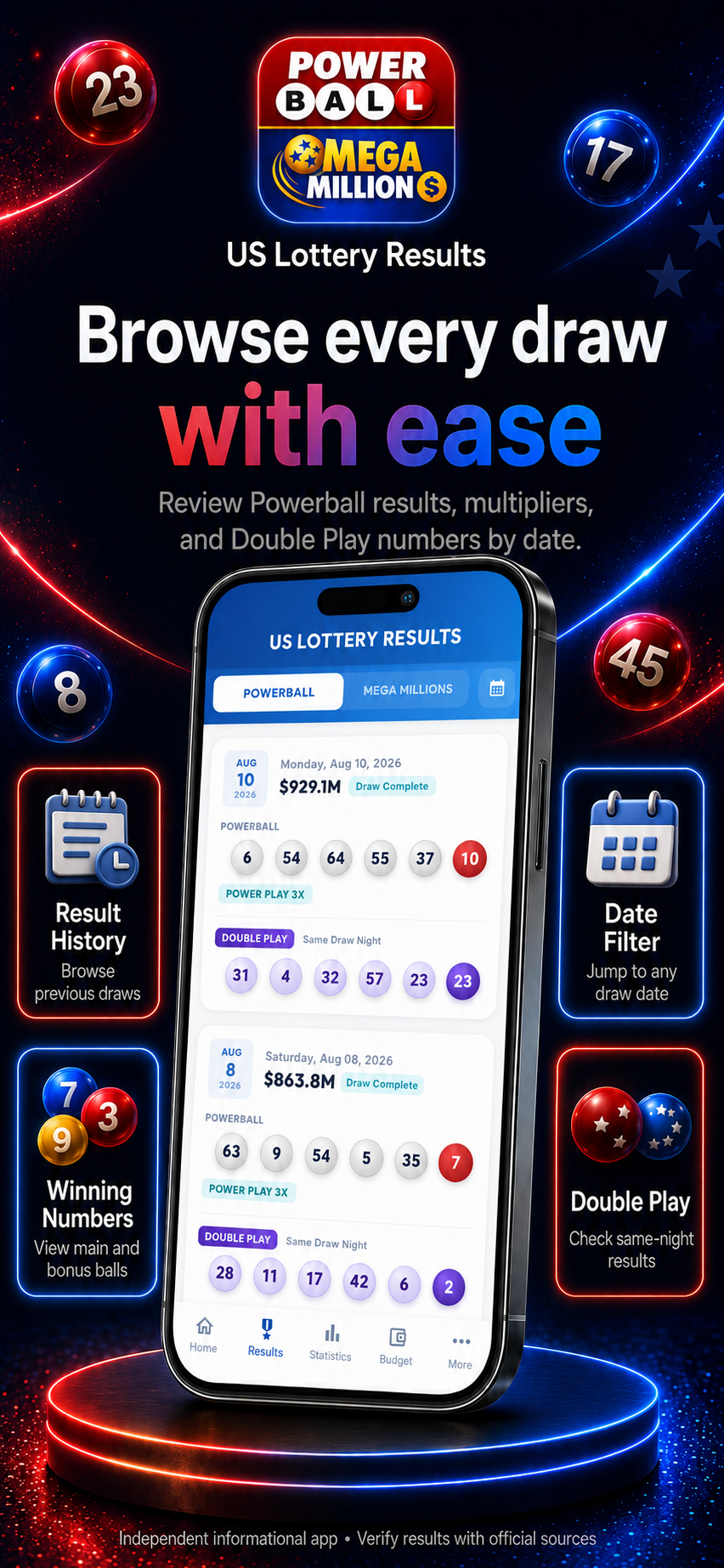 USA PB & MM Lottery Results screenshot 3